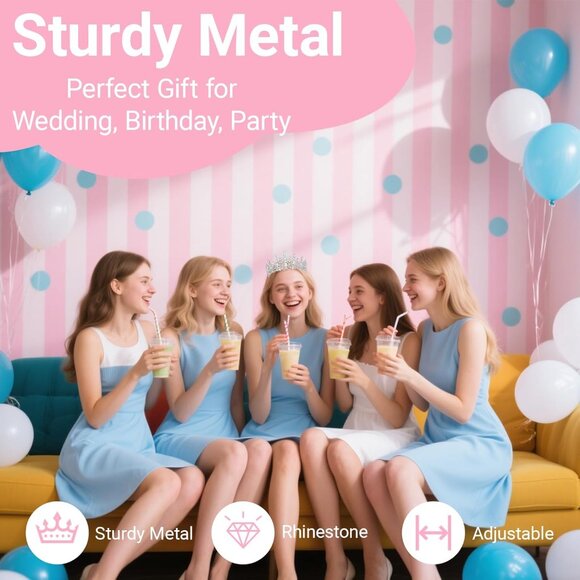 Tiara Crown for Women, Headband Hair Accessories for Birthday Wedding Party Cost - Picture 3 of 6